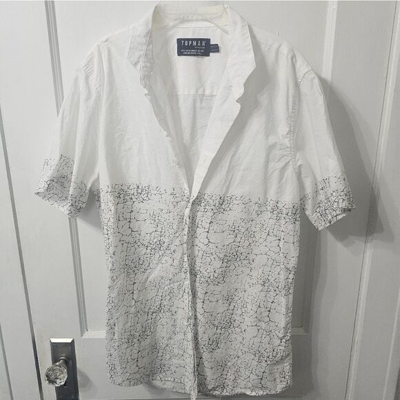 Topman Button Down Shirt, Black And White Sz Large - Picture 1 of 4